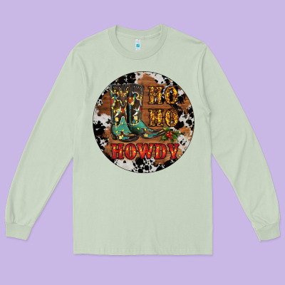 Christmas Cowboy Boots Long Sleeve Tee Designed By Ranaportraitstore