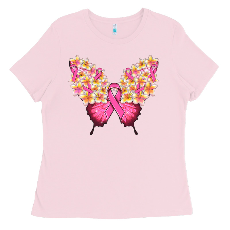 Pink Ribbon Breast Cancer Butterfly Ladies Tee by NancyCooperArtShop | Teevron
