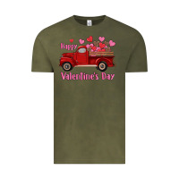Vintage Olive happy valentine's day truck hearts Vintage Tee - RanaPortraitStore