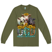 Army Green Obsessive Cow Disorder with Cows Long Sleeve Tee - texasbilliewilder