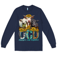 Navy Obsessive Cow Disorder with Cows Long Sleeve Tee - texasbilliewilder