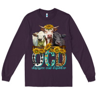 Plum Obsessive Cow Disorder with Cows Long Sleeve Tee - texasbilliewilder