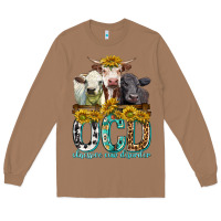 Toasted Coconut Obsessive Cow Disorder with Cows Long Sleeve Tee - texasbilliewilder