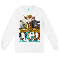 White Obsessive Cow Disorder with Cows Long Sleeve Tee - texasbilliewilder