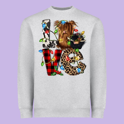 Love Cow Gnomies Heavyweight Sweatshirt Designed By Cowgirlartshop