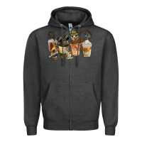 Charcoal Heather Fishing Coffee Cups Zipper Hoodie - FaDigitalArtStudio