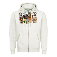 Oatmeal Heather Fishing Coffee Cups Zipper Hoodie - FaDigitalArtStudio