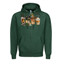 Sports Green Fishing Coffee Cups Zipper Hoodie - FaDigitalArtStudio