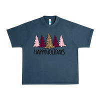 Midnight Navy Happy Holidays Tree Urban Heavy Tee - Bettercallsaul