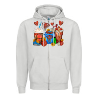 Dove Grey Basketball Coffee Cups Zipper Hoodie - FaDigitalArtStudio