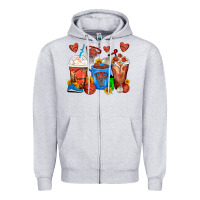 Heather Grey Basketball Coffee Cups Zipper Hoodie - FaDigitalArtStudio