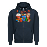 Navy Basketball Coffee Cups Zipper Hoodie - FaDigitalArtStudio