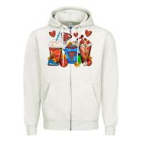 Oatmeal Heather Basketball Coffee Cups Zipper Hoodie - FaDigitalArtStudio