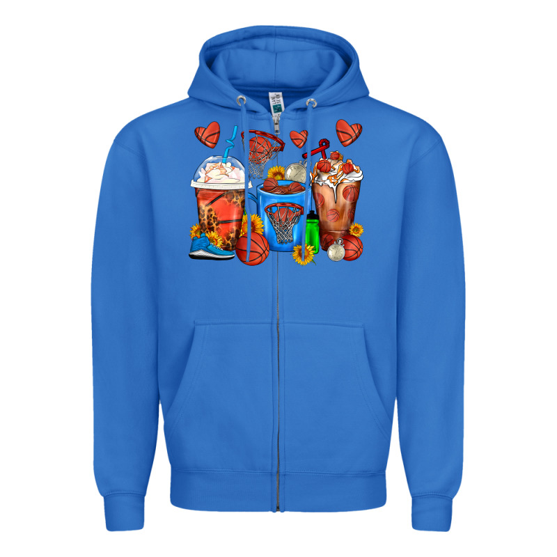 Basketball Coffee Cups Zipper Hoodie by FaDigitalArtStudio | Teevron