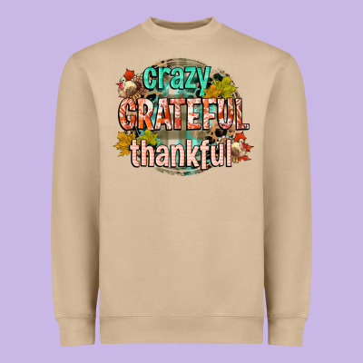 Crazy Grateful Thankful Heavyweight Sweatshirt Designed By Cowgirlartshop