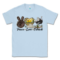 Dusty Blue peace love ostrich Classic Tee - LillyAllenDesigns