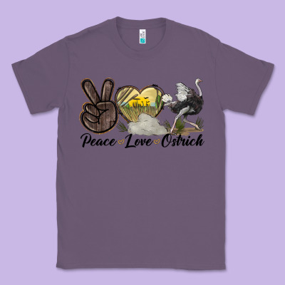 Peace Love Ostrich Classic Tee Designed By Lillyallendesigns
