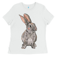 White Easter bunny Ladies Tee - NancyCooperArtShop