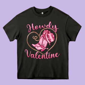 Howdy Valentine Heavy Core Tee Designed By Maliassmallbusiness