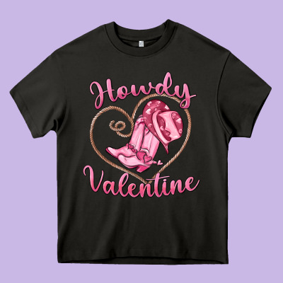Howdy Valentine Heavy Core Tee Designed By Maliassmallbusiness