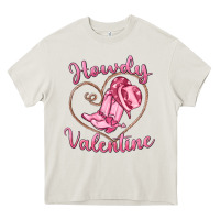 Cream howdy valentine Heavy Core Tee - MaliasSmallBusiness