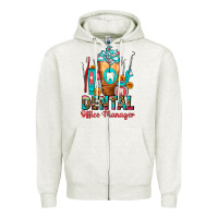 Oatmeal Heather Dental Office Manager cold drink frappe Zipper Hoodie - FaDigitalArtStudio