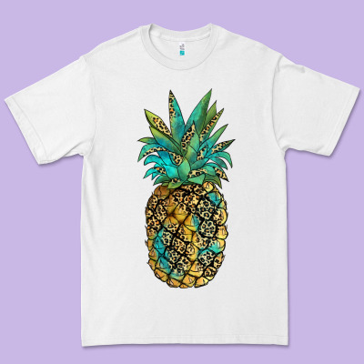Leopar Turquoise Pineapple Premium Tee Designed By Jahusdesignshop