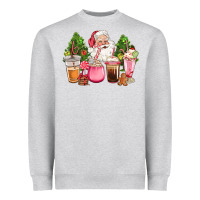 Heather Grey pink christmas santa coffe cups Heavyweight Sweatshirt - CowGirlArtShop