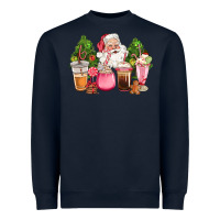 Navy pink christmas santa coffe cups Heavyweight Sweatshirt - CowGirlArtShop