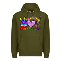 Army Green Peace love rock Premium Hoodie - FaDigitalArtStudio