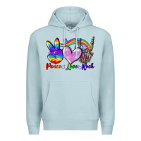 Blue Mist Peace love rock Premium Hoodie - FaDigitalArtStudio