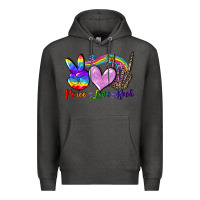 Charcoal Heather Peace love rock Premium Hoodie - FaDigitalArtStudio