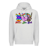 Dove Grey Peace love rock Premium Hoodie - FaDigitalArtStudio