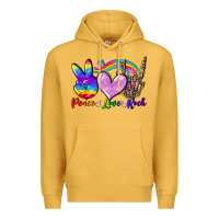 Mustard Peace love rock Premium Hoodie - FaDigitalArtStudio