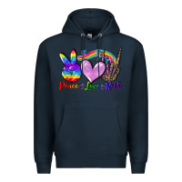 Navy Peace love rock Premium Hoodie - FaDigitalArtStudio