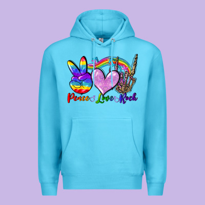 Peace Love Rock Premium Hoodie Designed By Fadigitalartstudio