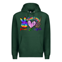 Sports Green Peace love rock Premium Hoodie - FaDigitalArtStudio