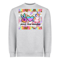Heather Grey peace loeve unicorns Heavyweight Sweatshirt - CowGirlArtShop