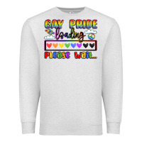 Oatmeal Heather gay pride loading please wait Premium Sweatshirt - LillyAllenDesigns