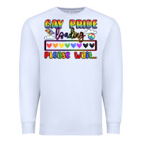 White gay pride loading please wait Premium Sweatshirt - LillyAllenDesigns