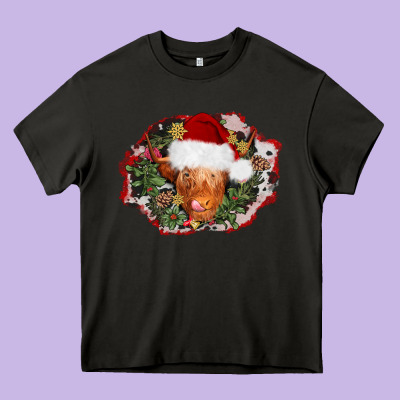 Christmas Heifer Heavy Core Tee Designed By Adodesignshop