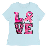 Baby Blue Breast Cancer love Ladies Tee - NancyCooperArtShop