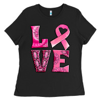 Black Breast Cancer love Ladies Tee - NancyCooperArtShop