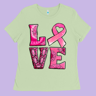 Breast Cancer Love Ladies Tee Designed By Nancycooperartshop