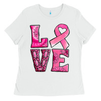 White Breast Cancer love Ladies Tee - NancyCooperArtShop