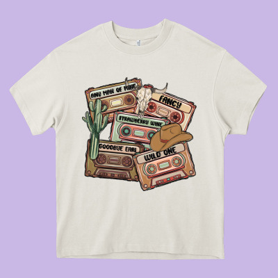 90s Country Cassette Tapes Heavy Core Tee Designed By Maliassmallbusiness