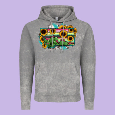 Montana Map Sunflower Cactus Serape Vintage Hoodie Designed By Ranaportraitstore