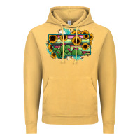 Vintage Mustard Montana Map Sunflower Cactus Serape Vintage Hoodie - RanaPortraitStore