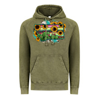 Vintage Olive Montana Map Sunflower Cactus Serape Vintage Hoodie - RanaPortraitStore