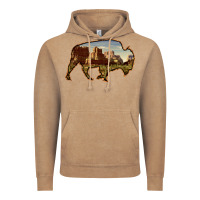 Vintage Coffee Bison Silhouette Desert Landscape Vintage Hoodie - Bettercallsaul